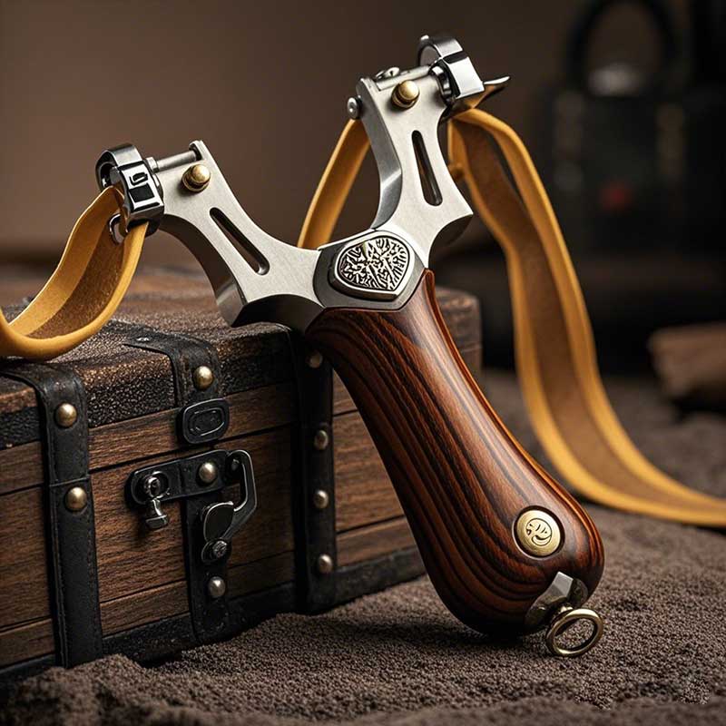 Traditional nostalgic lightweight slingshot toys with alloy and plastic handles that can be customized.