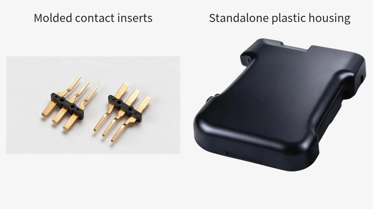 Comparison of insert-molded contacts and a standalone plastic housing